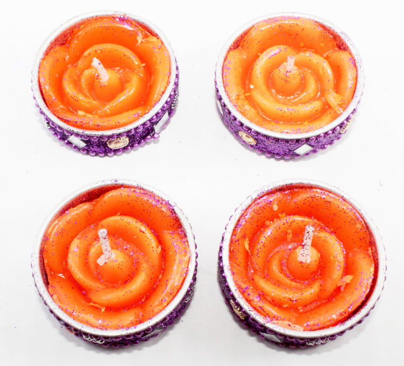 fassion passion Round Shape Beautiful Orange Candles Tealight Candle(Orange, Pack of 4)