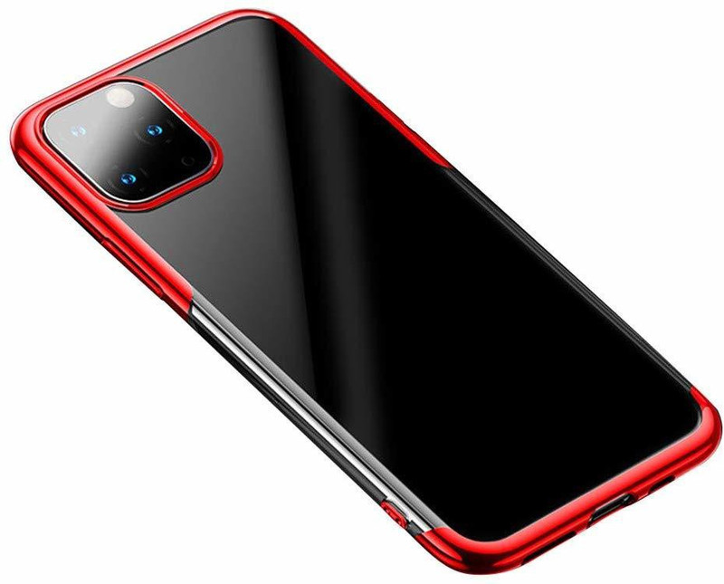 caseguru Back Cover for apple iphone 11 pro max (6.5 inch)(Red, Transparent, Grip Case, Silicon)