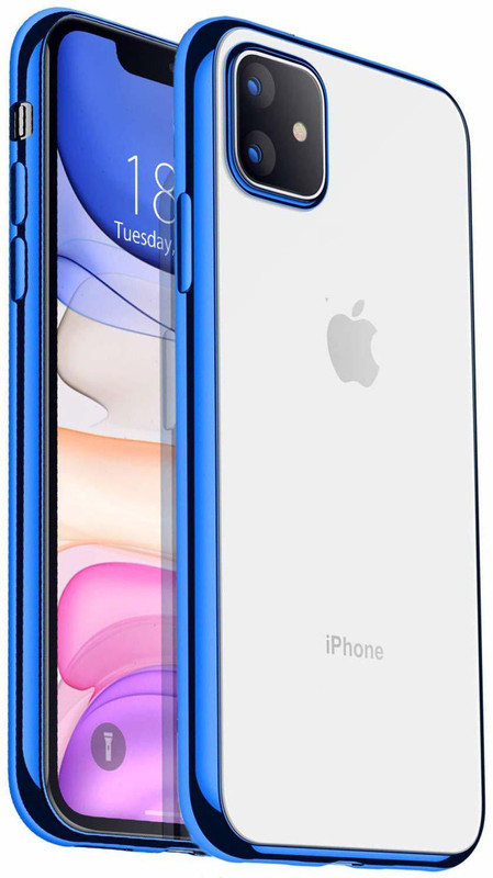caseguru Back Cover for apple iphone 11 pro max (6.5 inch)(Blue, Transparent, Grip Case, Silicon)