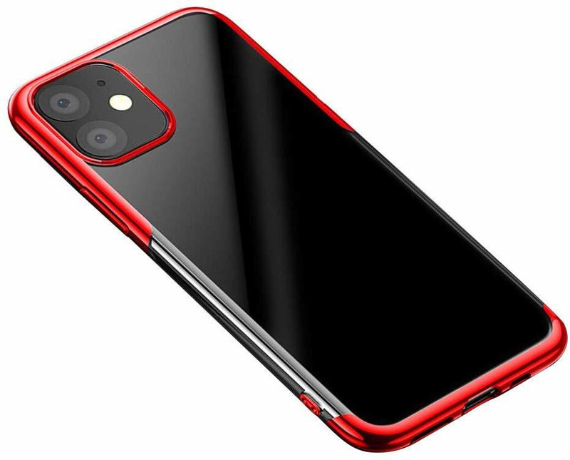 caseguru Back Cover for apple iphone 11 pro max (6.5 inch)(Red, Transparent, Grip Case, Silicon)