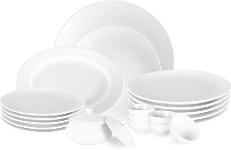 ariane Ariane - Fine Porcelain Round Rimless Dinner Set 23 Pcs - Ivory White Pack of 23 Dinner Set(Porcelain)