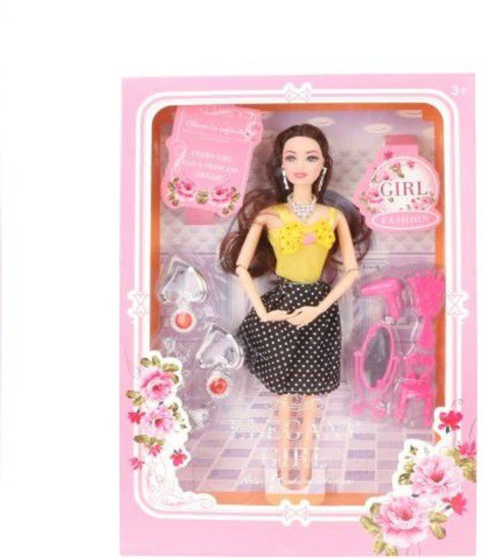 poksi fashion doll in beautiful dress(Black, Yellow)