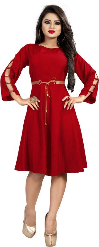 new ethnic fashion Women A-line Maroon Dress