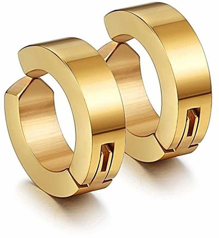 athizay Men's earrings non piercing made of steel in Golden color Stainless Steel Clip-on Earring