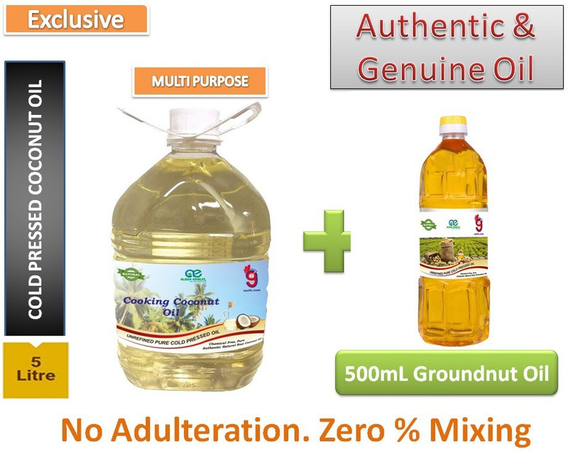 99auth 5 Ltr Coconut Oil + 500mL Groundnut Oil Coconut Oil Plastic Bottle(5.5 L)