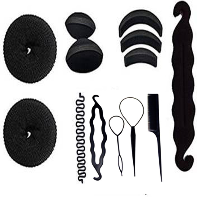 fllik Hair Accessories Combo Hair Band, Bun, Bun Clip, Hair Accessory Set, Banana Clip(Black)