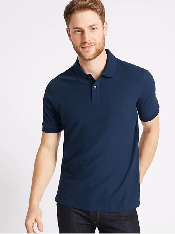 saifex Solid Men & Women Polo Neck Blue T-Shirt