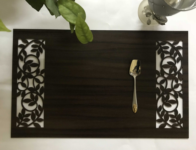 pixlogik studio Rectangular Pack of 6 Table Placemat(Brown, MDF)