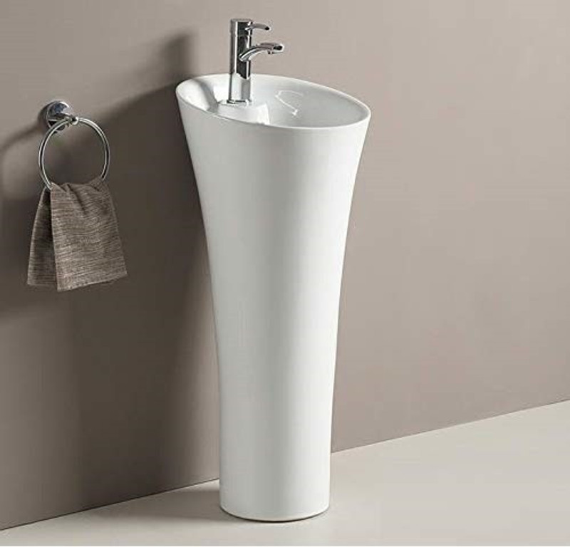 Buy Ceramic One Piece Pedestal Wash Basin Free Standing Size 15 Inch