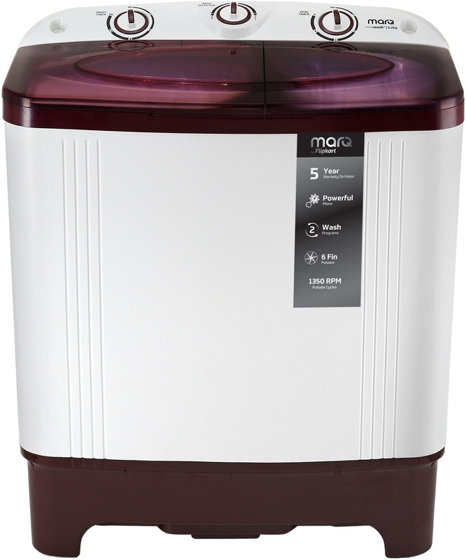 MarQ by Flipkart 6.2 kg Semi Automatic Top Load White, Maroon(MQSAHM62)