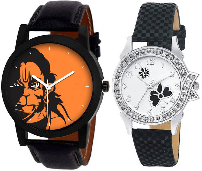 hensicreation New Best Combo Pack Stylish Flower Print Dial Black Chex Design Leather Belt Watch For Boys & Girls NW-333 Analog Watch  - For Men & Women