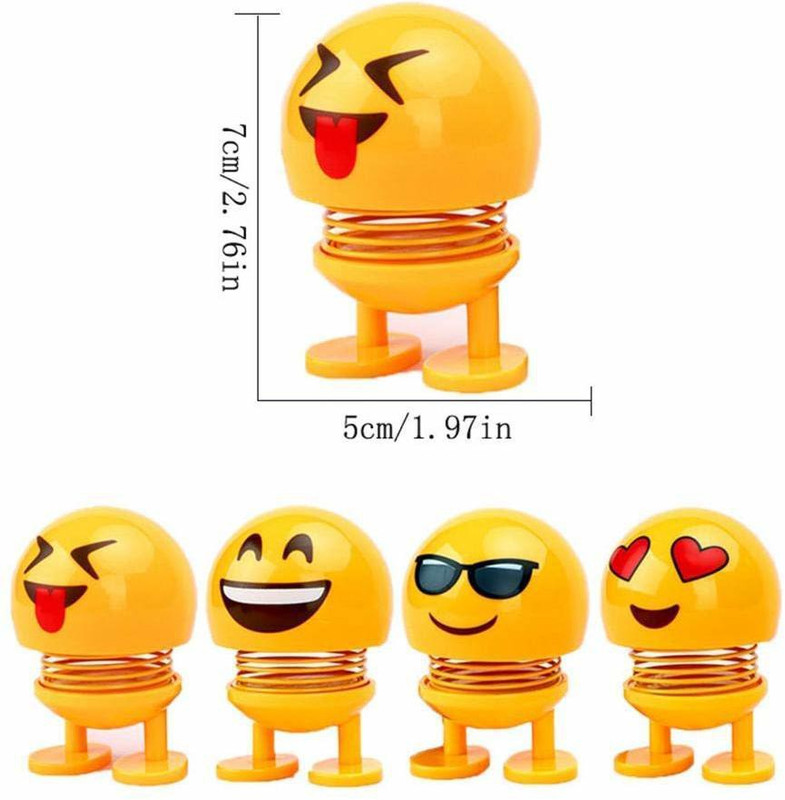 tedtech Cute Emoji Bobble Head Dolls Smiley FACE Spring Toys set of 4(Multicolor)