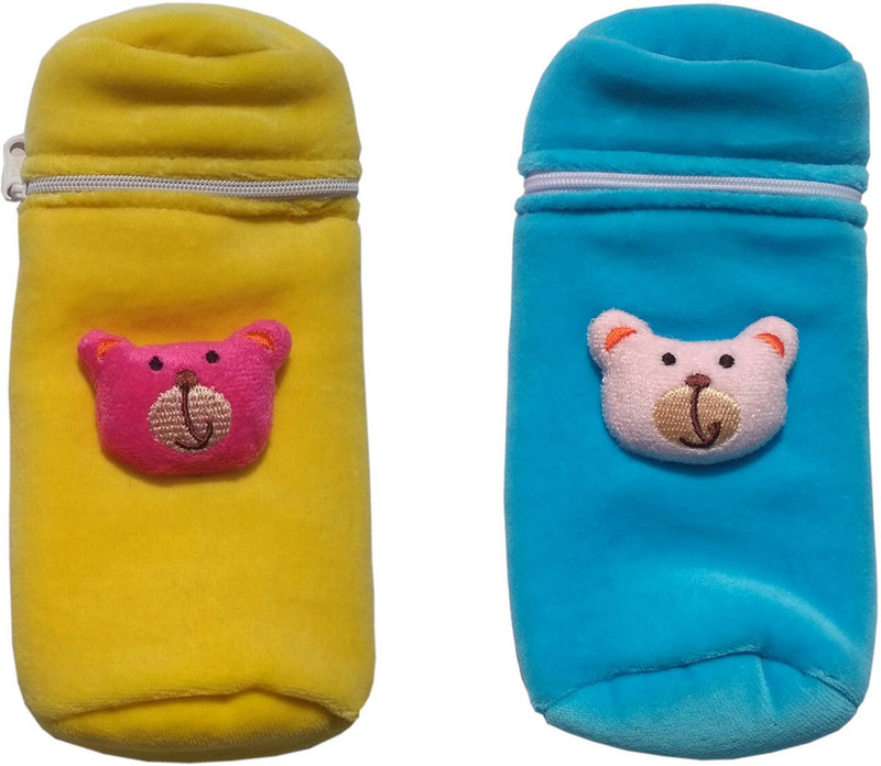 POOJA E-BUSINESS AARADHYA BABY FEEDING BOTTLE COVERS 150 ML, YELLOW SKYBLU(YELLOW SKYBLUE)