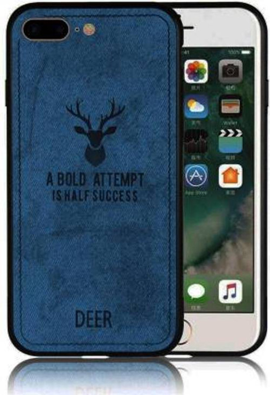 phonichub Back Cover for Apple iphone 7 Plus Deer Pattern Cloth Texture Leather Finish Silicone Hybrid Side Case(Blue, 3D Case)