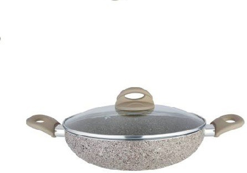 xenith Rockline Heat Resistant Non-Stick Kadhai with Glass Lid , 2700ml Brown Kadhai 26 cm with Lid  (Aluminium, Non-stick, Induction Bottom) Induction Bottom Cookware Set(Aluminium, 1 - Piece)