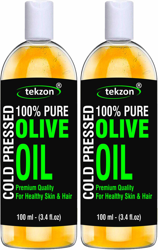 tekzon Cold Pressed Olive Oil - 100% Pure & Natural (Pack of 2) Hair Oil(200 ml)