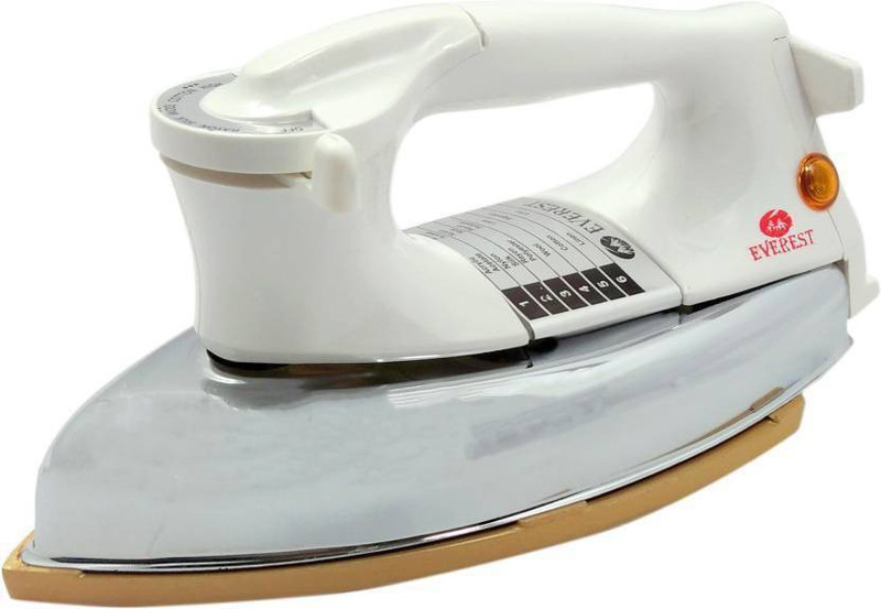 EVEREST Plancha Dry Iron Box Gold Plated Consumes 1000 W 1000 W Dry Iron(White)
