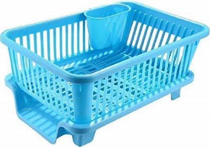 maisie Maisie world 3 in 1 Large Sink Set Dish Rack Drainer with Tray for Plastic Kitchen Rack(Blue)