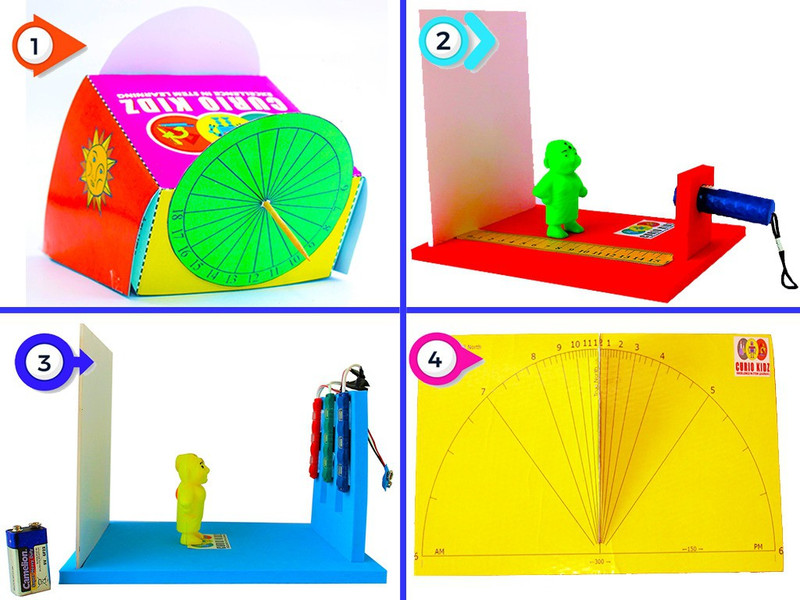 stem kraft FUN WITH LIGHT - HAVE FUN WITH COLOUR SHADOWS , EXPLORE SHADOW SCIENCE , BUILD SUNDIALS ( EQUATORIAL & POLAR SUNDIALS)(Multicolor)