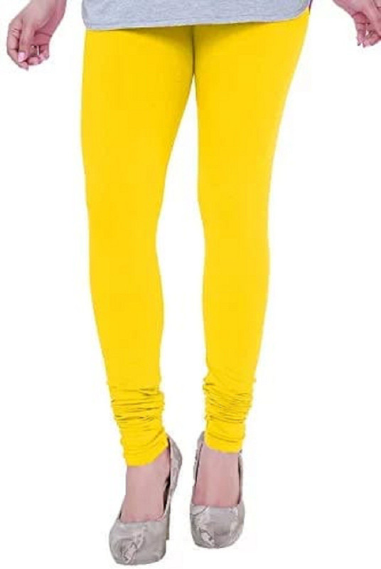 soni fab Churidar  Legging(Yellow, Solid)