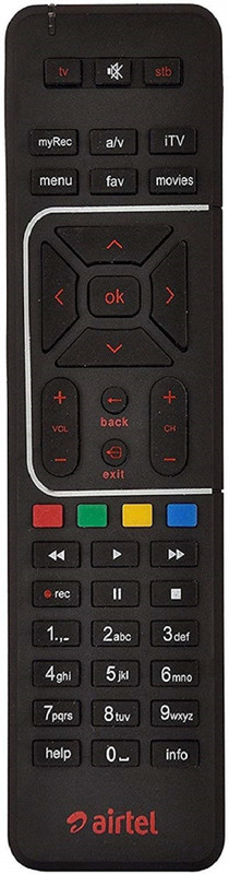 Airtel Regular Digital TV DTH Remote Compatible with SD and HD Recording (Black) Airtel Remote Controller(Black)