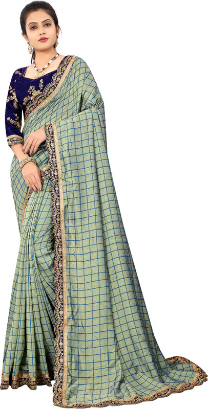 ofline selection Embroidered, Woven Fashion Silk Blend Saree(Grey, Light Blue)