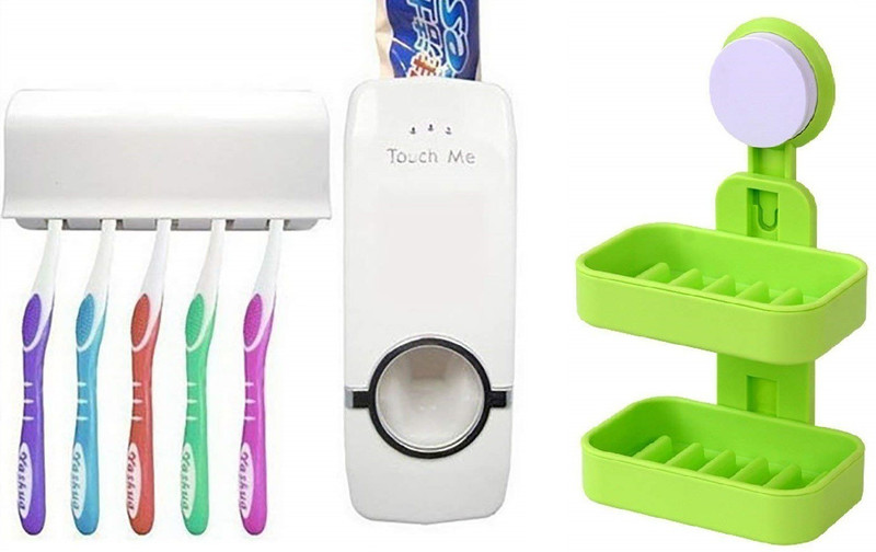 jamunesh Toothbrush Holder and Wall mount Soap Holder(Multicolor)