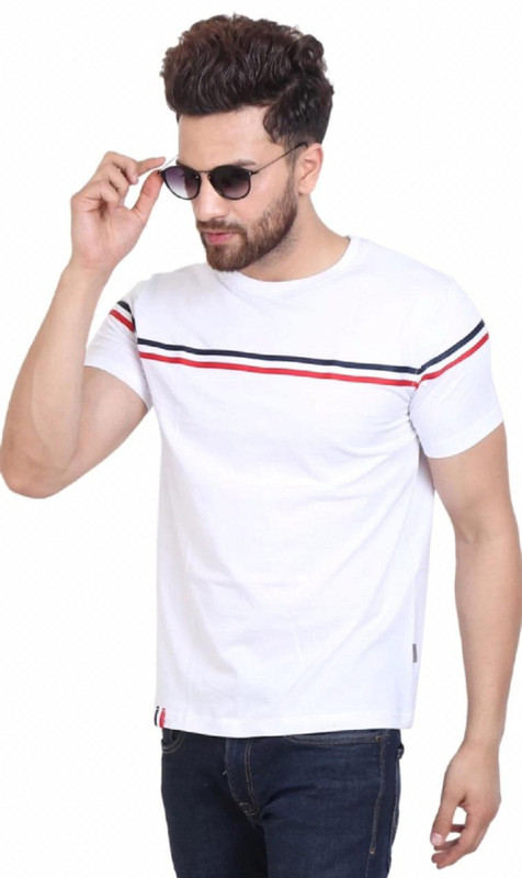 attitude start of fashion Solid Men Round Neck White T-Shirt