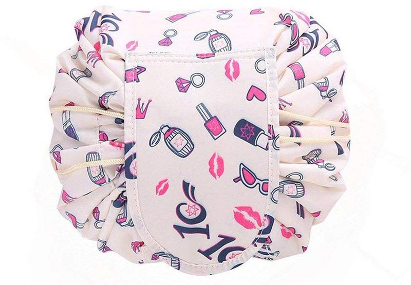 divinz Drawstring Makeup Travel Toiletry Kit(White)