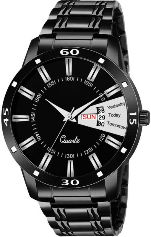 oneandonly1 NEW DARK METAL DIAL PLATED DATE AND DAY DISPLAY BLACK DIAL AND STRAP DARK LOOK Analog Watch  - For Men