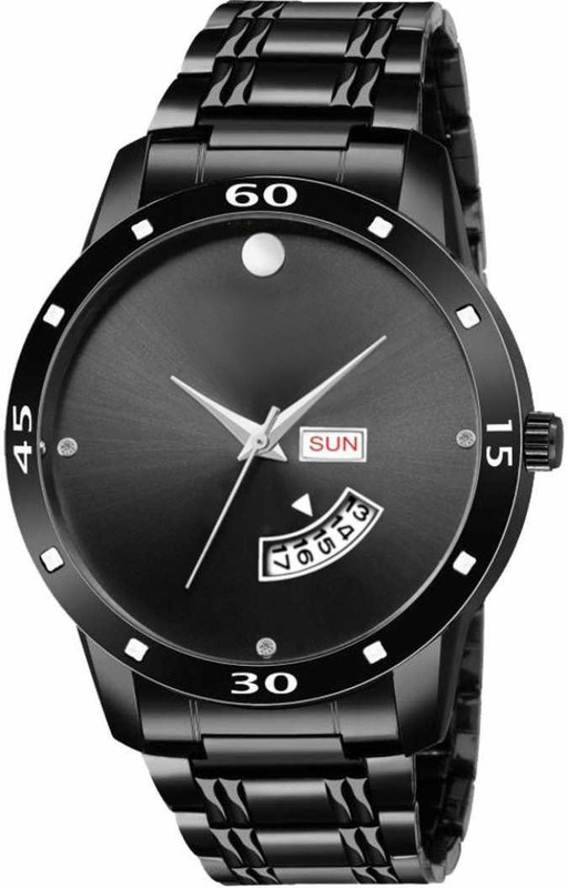 oneandonly1 DIAL PLATED DATE AND DAY DISPLAY BLACK DIAL AND STRAP DARK LOOK Analog Watch  - For Men