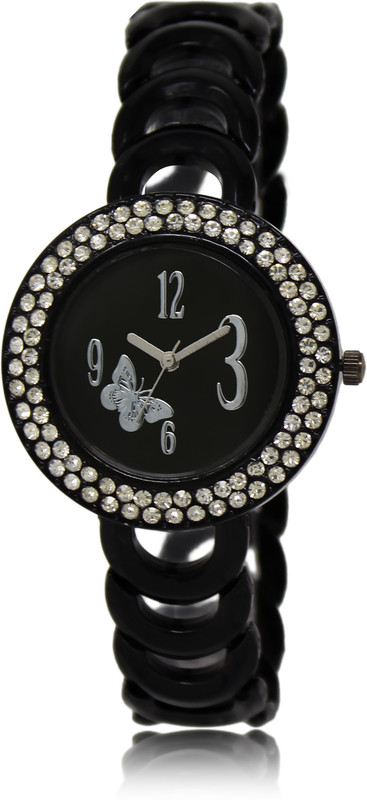 omey Om 032 All Black Daimand Dabal Ring Analog Watch For Women Analog Watch  - For Women