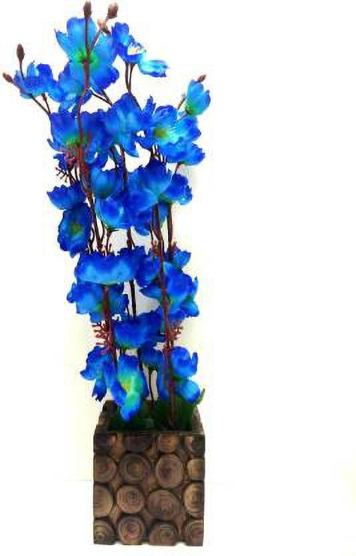 blue penguin Blossom Orchid Bunch, Unique, Blue Orchids Artificial Flower  with Pot(13 inch, Pack of 1)
