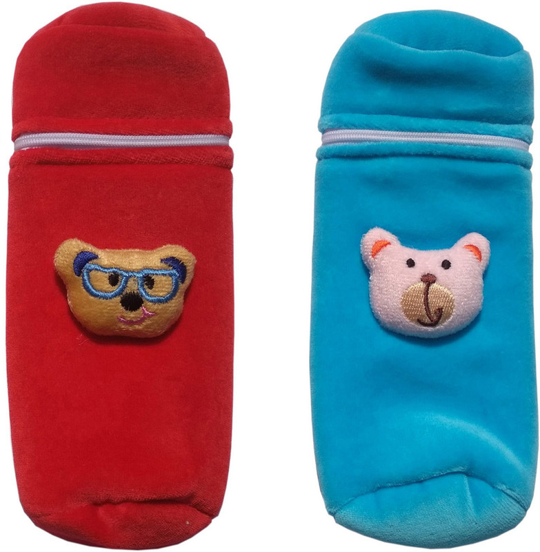 POOJA E-BUSINESS BABY FEEDING BOTTLE COVER(Blue, Red)