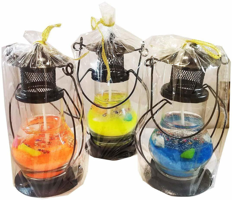 eweft Decorative Lantern Gel Candle for Home Decor (3 Pcs) Candle(Yellow, Orange, Blue, Pack of 3)