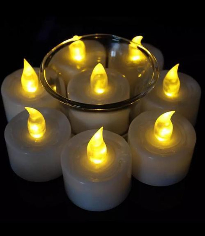 dhriyag 8 Pcs Creative LED Candle Lamp Battery Powered Flameless Tea light Home Wedding, Festival decorations Candle(Multicolor, Pack of 8)