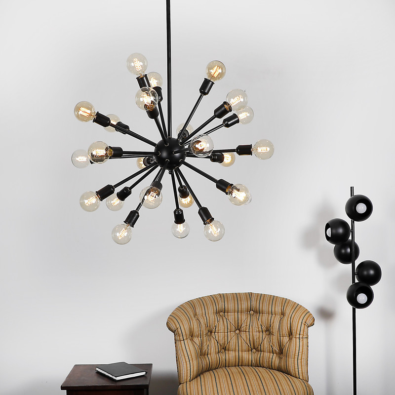 craftter 24 Lights Exclusive Black Color Chandelier Hanging Light Dcorative Night Pendant Lamp Ceiling Light Pendants Ceiling Lamp