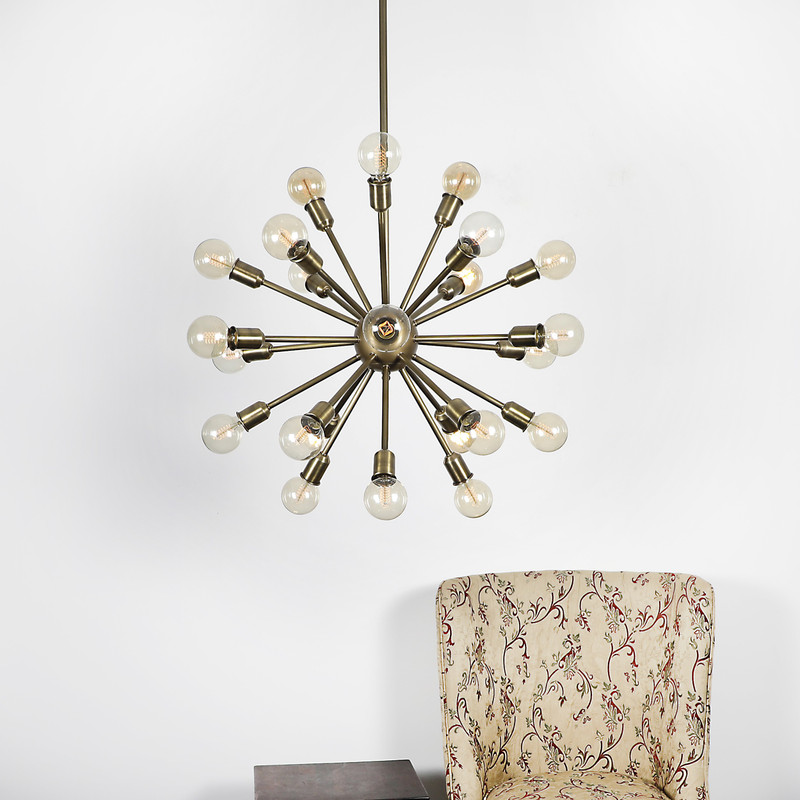 craftter 24 Lights Exclusive Antique Brass Color Chandelier Hanging Light Dcorative Night Pendant Lamp Ceiling Light Pendants Ceiling Lamp