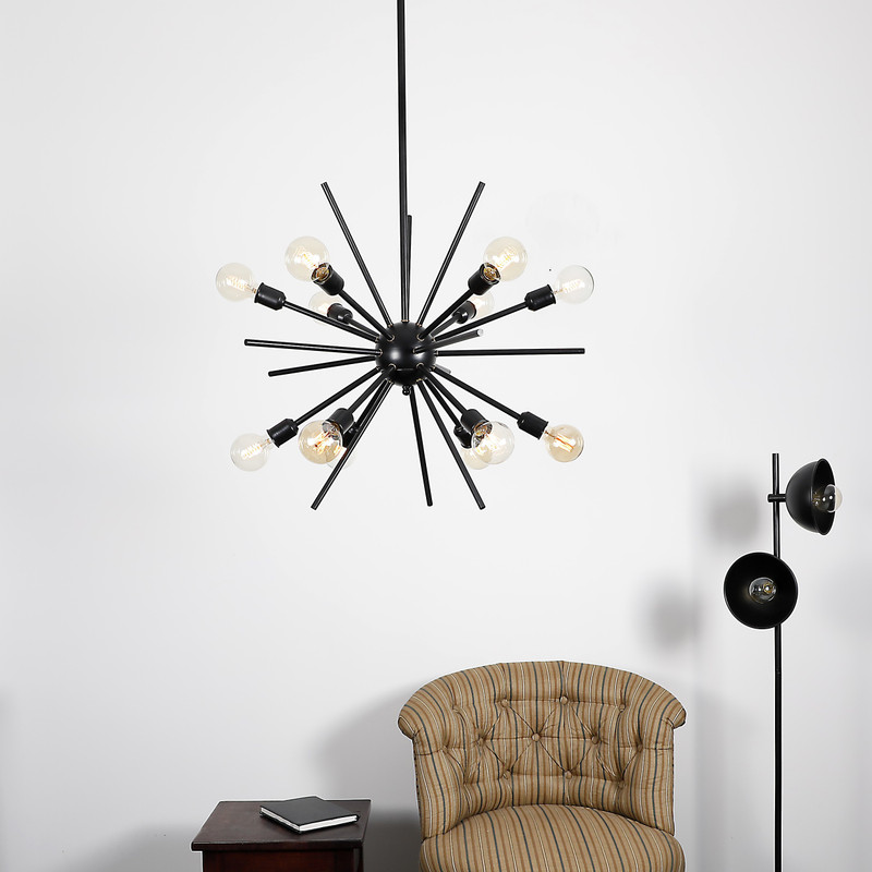 craftter 12 Lights Exclusive Black Color Chandelier Hanging Light Dcorative Night Pendant Lamp Ceiling Light Pendants Ceiling Lamp