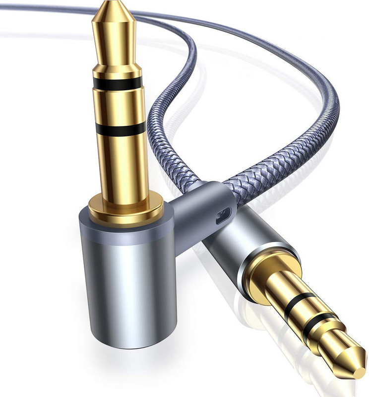 orifab Audio Aux Cable - Male to Male Gold Plated Connectors 1.2 m AUX Cable(Compatible with Mobile Phone, Car Stereo, Grey, Gold)