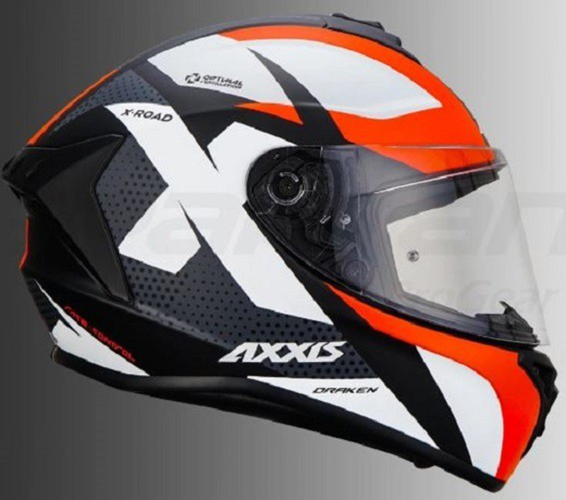 axxis Draken X-Road Matt Black Helmet (Fluorescent Orange) Motorbike Helmet(Orange)