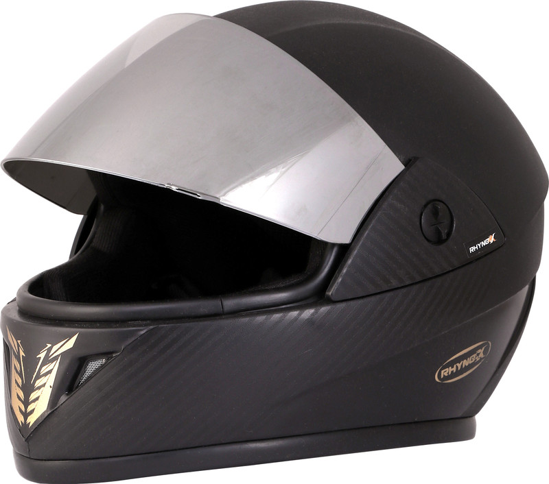 rhynox Zora Full Face Motorcycle Helmet with Mercury Unbreakable Visor Zora Motorbike Helmet(Black)