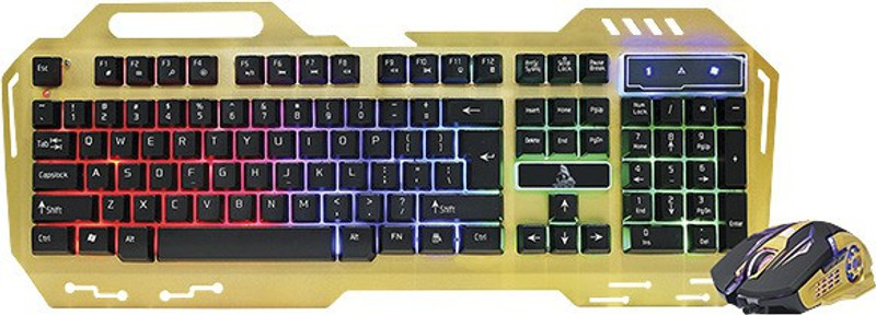 TAG GAMERZ Avenger - Combo KIT - RGB 3 Color LED Wired USB Gaming Keyboard(Gold)