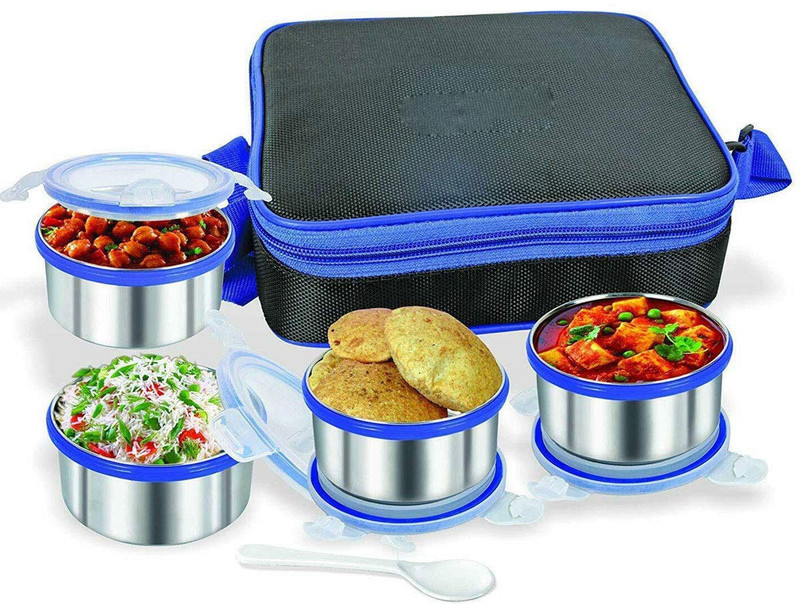 rc RCLIFTER Stainless Steel Lunch Box Set with Bag 4 Containers Lunch Box(300 ml)