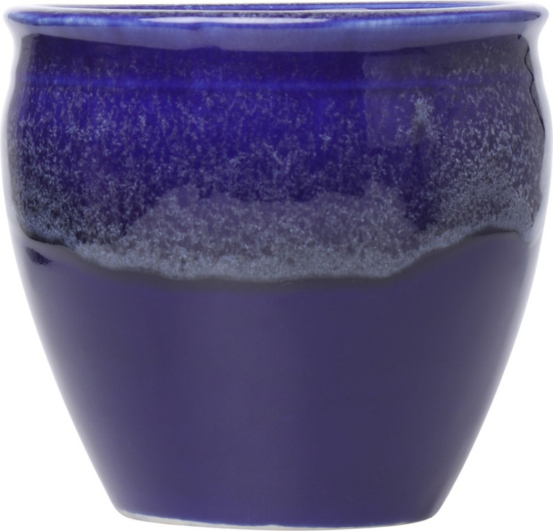 my green thumb Apple shape Ceramic planter pot | Handmade clay/porcelain pottery| 6 inches (16cmX15.5cm) Blue color (Pack of 1) Plant Container(Ceramic, External Height - 15.5 cm)