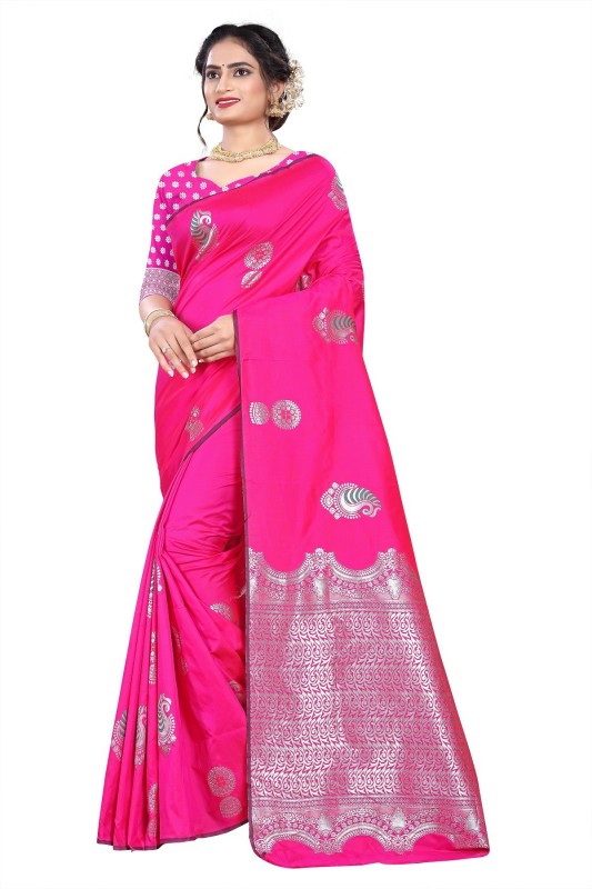 shiv textiles Self Design, Woven Banarasi Jacquard Saree(Pink)