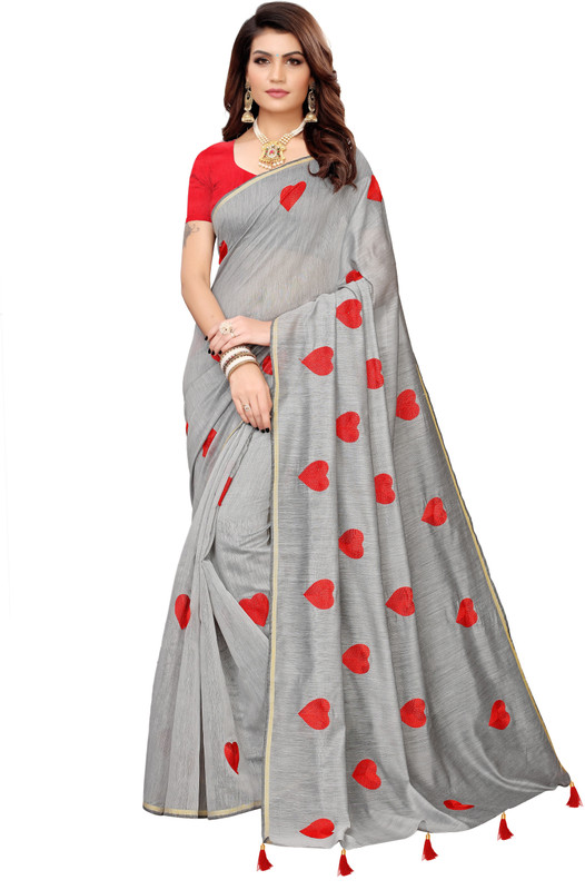 derisory Solid, Self Design Fashion Poly Chanderi Saree(Grey)