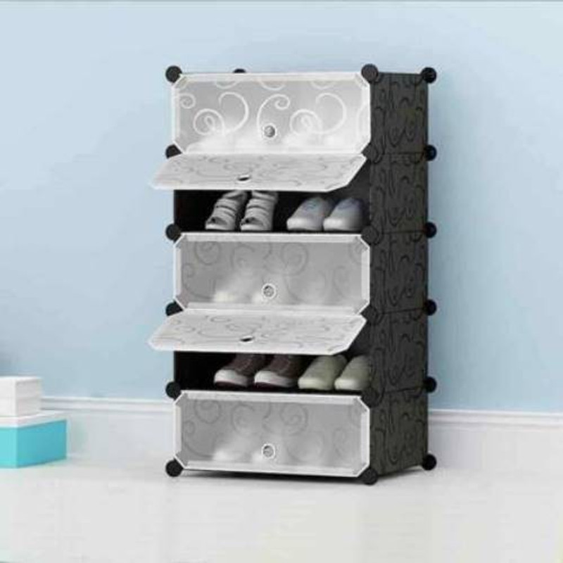 kushaan lkl 516-3 Plastic Shoe Rack(Black, 5 Shelves)