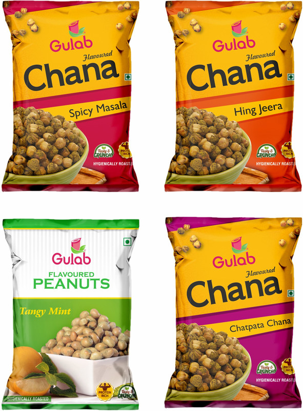 gulab oils & Foods - Flavoured Chana - Peanuts Combo(Pack of 4, 4 x 130, 520 g)