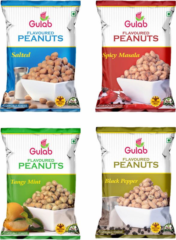 gulab oils & Foods - Flavoured Peanuts Combo of 4(Pack of 4, 4 x 130, 520 g)
